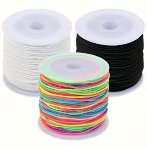 TEMU 흑백 혼합 0.8mm No.72 인조 옥줄 3개 세트, 팔찌, 목걸이, 휴대폰 스트랩, 각종 DIY 공예 액세서리 제작용