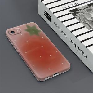 TEMU 아이폰 5, 5s, SE, 6, 6Plus, 7, 7Plus, 6sPlus, 8Plus용 초슬림 미세홀 충격방지 및 낙하방지 필름 하드 커버 스트로베리 컬러, 육각형, 흰색 점, 핑크 톤, 생활, 심플, 니치 스타일 폰 케이스