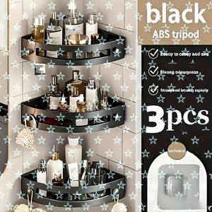 TEMU 3단 ABS 코너 선반 세트 - 공간 절약형 벽걸이형 정리함 (욕실, 주방 등) - 내구성 좋은 페인트 처리된 플라스틱, 금속 부품 없음, 간편한 설치, 욕실 정리 및 수납, 다용도 룸 정리함, 모던한 디자인