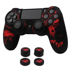 TEMU PS4 게임패드 컨트롤러용 늑대 라듐 조각 실리콘 보호 커버 스킨 | 엄지 스틱 그립 캡 포함, 가볍고 부드러운 소재