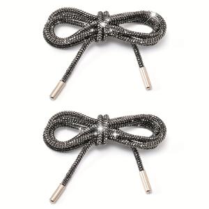 TEMU 라인스톤 구두끈 럭셔리 라인스톤 끈 밝은 스트링 크로스 브레이딩 스트랩 DIY 드로스트링 1쌍