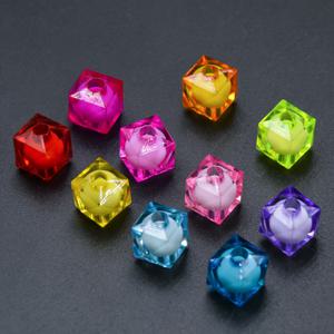 TEMU 300개/100개 혼합 색상 투명 다면체 아크릴 루스 스페이서 비즈, 이중 레이어 컬러 다면체 기하학적 투명 비즈 10mm, 주얼리 팔찌 공예 뱅글 제작용 (10mm - 300개/100개) (10가지 색상 랜덤)