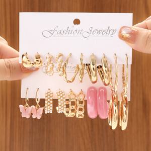 TEMU 나비 동물 모양 여성용 후프 귀걸이 10쌍, 패셔너블 귀걸이, 커플 선물