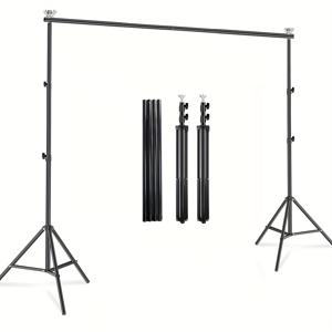 TEMU 10X7 피트 (폭 X 높이) 사진 스튜디오용 조절 가능한 배경 스탠드, 4개의 크로스바, 4개의 배경 클립이 포함된 풍선 아치 지원 키트, 파티 및 웨딩 장식에 완벽합니다.