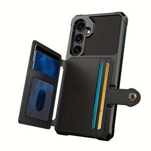 TEMU 삼성 갤럭시 A55 5G A35 5G용 카드 홀더 휴대폰 케이스, 자석 차량용 거치대와 호환, 삼성 갤럭시 A55용 고강도 충격 방지 견고한 소프트 후면 플립 지갑 커버