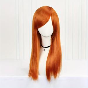 TEMU 60Cm 오렌지색 고온 합성 가발, 코스프레용 남성용, 범용 클립 포함. 휴일 의상, 컨벤션, 크리스마스, 할로윈 및 기타 행사에 적합