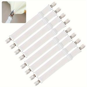 TEMU 8개 조절식 침대 시트 클립, 시트 고정 클램프, 매트리스, 소파, 테이블보, 다리미판 커버용 탄성 매트리스 홀더, 행잉 로드 포함