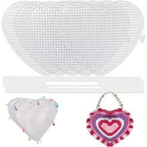 TEMU 코바늘 가방, 십자수 프로젝트, 니들포인트 제작을 위해 설계된 플라스틱 메시 시트 6개 세트입니다. 뜨개질, 코바늘 뜨개질 및 자수 가방 또는 지갑 제작에 이상적이며 코바늘 핀 20개가 함께 제공됩니다.