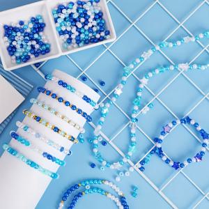 TEMU 500개 겨울 테마 플라스틱 비즈 세트 - 6mm 파란색과 흰색 라운드 비즈, 주얼리 만들기, 크리스마스 장식, 목걸이, 팔찌, 귀걸이, 헤어 액세서리 및 DIY 공예용