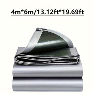 TEMU 두께의 이색 플라스틱 방수포, 다양한 기상 조건을 견딜 수 있도록 설계, 자외선 차단, 찢어짐 방지, 강화된 가장자리, 녹 방지 리벳 포함. 지붕, 캠핑, 파티오, 수영장, 보트, 자동차 등 다양한 용도에 적합