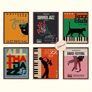 TEMU 액자 미포함 6개 클래식 빈티지 재즈 음악 포스터: 집, 기숙사, 교실을 우아하게 장식하는 음악 작품 - 모든 공간에 이상적이며 음악 애호가를 위한 완벽한 선물 8 x 10인치