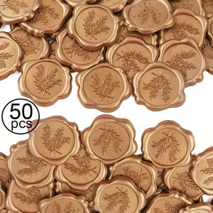 TEMU 50개 로즈마리 골든 자체 접착 왁스 실링 스티커, 왁스 실링 스탬프 스티커, 봉투, 카드 및 선물 장식용
