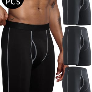 TEMU 남성용 롱 복서 브리프 3팩, 퀵 애슬레틱 러닝 피트니스 언더웨어 쇼츠