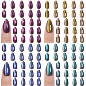 TEMU 120개입 짧은 아몬드 모양 고양이 눈 프렌치 프레스온 네일 팁 세트 (소프트 젤 소재), 젤리 글루 및 네일 파일 포함, 반짝이는 광택 마감, 어버이날 및 축제 모임에 여성들이 착용하기에 완벽