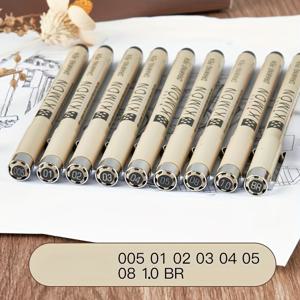 TEMU 3/5/7/9개입 초미세 라인 펜 (검정색), 필기, 드로잉, 다이어리 쓰기에 적합, 다양한 니브 사이즈 제공