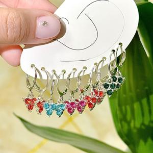 TEMU 여성용 패션 귀걸이 세트 5개, 실버 도금 삼각형 펜던트 주얼리 세트, 데일리웨어, 휴가 및 공식 행사용, 여성을 위한 이상적인 선물