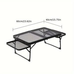 TEMU 1개 야외 접이식 메쉬 테이블, 휴대용 피크닉 캠핑 테이블, 야외 바베큐용 간편 보관 테이블, 피크닉, 바베큐, 해변, 캠핑에 적합 - 내구성 강한 금속 구조, 확장형 디자인