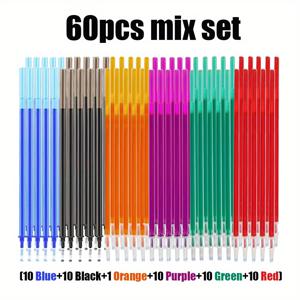 TEMU 60개 MROOFUL 지우개 젤 리필 - 빠른 건조 재사용 가능 잉크 , 6색 (볼펜/펜 리필 호환), 사무실용 - 저렴한 잉크 튜브 교체용 (60개)