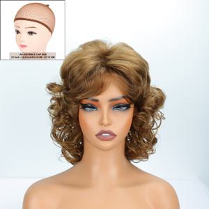 TEMU 12인치 시크한 숏 라이트 브라운 곱슬 가발, 매혹적인 사이드 앞머리 포함 - 데일리 글램을 위한 인조머리 - 여성에게 완벽한 활용도 높은 컬리 웨이브 스타일