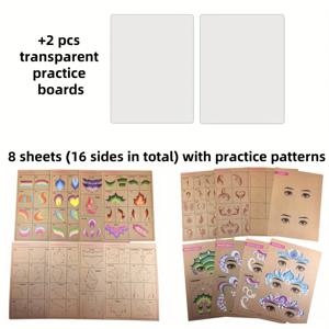 TEMU 자습용 페이스 페인팅 연습 보드: 8장, 라인 제어부터 패턴 복제까지 체계적으로 학습