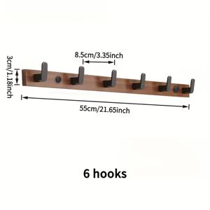 TEMU 1개 벽걸이 밤나무 행거 - 광택 처리된 벽걸이 튼튼한 옷걸이, 수건, 백팩 걸이용 - 공간절약형 욕실 & 침실, 스타일