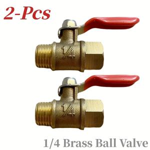 TEMU 내외부 나사산 볼 밸브 2개 - 1/4인치 두께 황동 볼 밸브, 12mm 나사산 연결 - 에어 컴프레서 공압 볼 밸브 - 에어 펌프 레드 핸들 배수 볼 밸브 - 수배관 밸브 스위치 - 자동차 수리점 수배관 청소기 출구 밸브 - 수조 배수 볼 밸브 스위치 - 공기 저장 탱크 배수 밸브 스위치