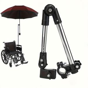 TEMU 이것은 다용도 스테인리스 스틸 우산 홀더이며, 휠체어 및 자전거용으로 설계되었습니다. 회전 커넥터가 있는 접이식 디자인으로 태양광 및 비로부터 보호합니다. 유모차에 적합하며 블랙 색상으로 제공됩니다.
