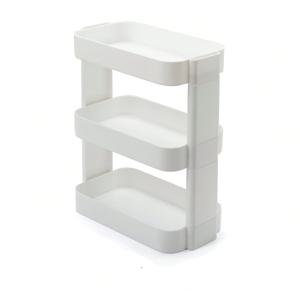 TEMU 1개 3단 수납 선반, 화이트, ABS 소재, 공간 절약, 조절 가능, 조립 쉬움, 화장대 선반 포함, 사무실, 거실, 주방, 간식, 화장품, 문구류 등 잡화 수납에 적합, 홈 수납용 책상 & 서랍 정리함