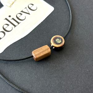 TEMU 여성용 브라운 세라믹 목걸이 - 세라믹 펜던트 & 은은한 브라운 체인, 일상 착용에 적합한 선물, 사계절 활용 가능한 액세서리