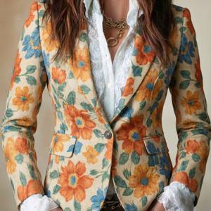 TEMU 세련되고 스타일리시한 이 엘레강트 블레이저는 싱글 버튼과 플로럴 프린트가 특징입니다.