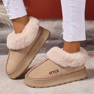 TEMU 가을, 겨울철 가정용으로 편안하고 따뜻한 플러시 슬리퍼, 야외 활동에 적합, 여성 신발