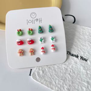 TEMU 6쌍 세트, 크리스마스 스터드 귀걸이, 크리스마스 트리, 크리스마스 양말, 크리스마스 강아지, 눈사람, 진저브레드 남성용 스터드 귀걸이, 저자극성 수지 스타일, 가볍고 내구성 있는 주얼리, 여성을 위한 완벽한 선물, DIY 주얼리, 데일리웨어 및 귀걸이용으로 적합