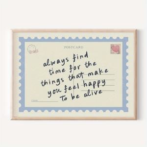 TEMU 1개 빈티지 블루 레트로 감성 벽걸이 포스터 - 프레피 긍정적 분위기, 거실용 무테 캔버스 그림, 차분한 색감, 모던 인테리어에 어울리는 시대를 초월한 작품