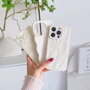 TEMU 휴대폰 케이스 - 화이트 웨이브 폰 케이스 3개 세트, 우븐 패턴 케이스, 주름 패턴 케이스 (아이폰 16, 15, 14, 13, 12, 11, X, XR, XS Max, 7 Plus, 8 Plus, 7, 8, SE2 호환) - 충격 방지 소프트 TPU 보호 커버