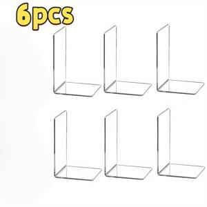 TEMU 4/6개 투명 아크릴 책 진열대, 데스크탑 아크릴 책 보관 랙, 사무실, 가정, 소매점에 적합한 투명 책장