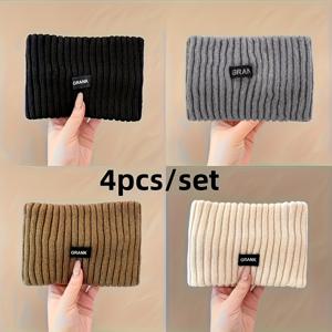 TEMU 여성용 겨울 따뜻한 헤어밴드 4pcs - 귀마개 포함, 부드러운 탄성 헤어, 추운 날씨 일상 및 정장용, 단색 헤어 (발렌타인데이/크리스마스 선물) - 모든 사이즈에 편안한 착용감