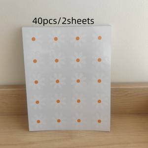 TEMU 40개/2개 팩 귀여운 데이지 스티커 자체 접착 투명 글리터 - 불규칙한 꽃 데칼, 휴대폰 케이스, 노트북, 노트북용 - 플라스틱 표면에 붙이기 (자체 접착 뒷면 종이)