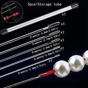 TEMU 세면구멍으로 간편하게 실을 통과시키는 5개 비딩 바늘 세트, 공예 및 비즈 프로젝트에 적합, 크기 17cm/6.69인치, 보관 튜브 포함