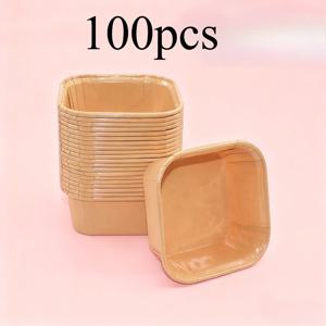 TEMU 100개입 페이퍼 케이크컵, 베이킹용, 컵케이크 라이너 크라프트지 로프 팬, 디스플레이용 페이퍼 베이킹 로프 몰드, 웨딩 생일 파티 용품(사각형)