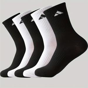 TEMU 남성용 미드 카프 양말 5켤레, 하이웨이스트 롱 스포츠 양말, 단색 간편 허리 조임 양말, 남녀공용 커플용 다용도 스트리트 양말 (가을, 겨울)