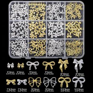 TEMU 12구 골드 & 실버 리본 네일 아트 리벳 장식, 다용도 홀 메탈 네일 DIY 스티커 세트