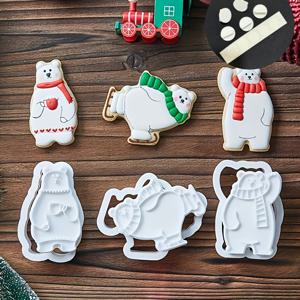 TEMU 북극곰 쿠키 커터 3종 세트, 플라스틱 모양, 겨울 휴일 장식용, 페이스트리 아이싱 케이크 쿠키 만들기용, 쿠키, 케이크 등 만들기용, 페이스트리 몰드, 크리스마스 테마, 식품 안전 소재, 플라스틱 커터, 파티 플래너용