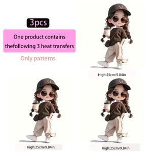 TEMU 3개 열전사 프린트, 다리미 사용, 높은 강도 및 찢김 저항, 티셔츠, 청바지, 소파 커버 및 쿠션 장식용 작은 디자인, 이미지만 해당