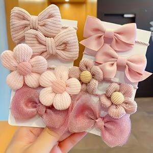 TEMU 10개입 무손상 헤어 보우 - 플라워 보우 포니테일 클립, 강력한 탄력 헤어 액세서리, 파티 및 일상 헤어스타일용 - 브레이드 & 헤어를 위한 부드러운 헤어 케어