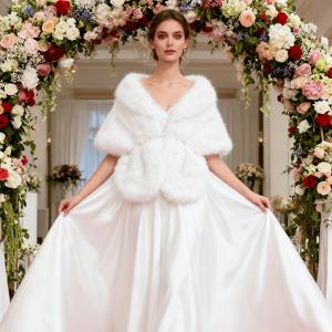 TEMU 고급스럽고 부드러운 여성용 숄 (인조 소재) - 결혼식, 겨울철 따뜻함, , 파티에 참석하는 신부를 위한 우아한 액세서리로 완벽하며, 추운 날씨 및 공식 행사를 위해 디자인되었습니다.