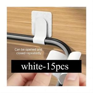 TEMU 30개입 강력 접착 케이블 클립 | 분리 가능한 잔여물 없는 테이프가 있는 접이식 케이블 정리대, 데스크탑, 벽, 컴퓨터 타워, 선반용 검정색 케이블 홀더 - 가정 및 사무실 케이블 관리를 위한 공간 절약