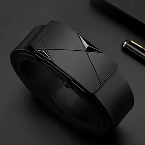 TEMU 남성용 정품 소가죽 자동 버클 벨트 — 고급 소가죽으로 제작, 쉽게 착용 및 탈착 가능한 자동 버클. 견고하고 내구성 있는 질감, 비즈니스 및 캐주얼 장소에 적합. 글로벌 휴일을 위한 이상적인 선물