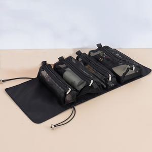 TEMU 여성용 메이크업 파우치 여행 정리함 화장품 보관 가방 뷰티 케이스 립스틱 수납 메쉬 토일레트 백 미용 브러시 세트