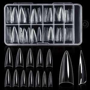 TEMU 120개 짧은 소프트 젤 스틸레토 네일팁 하프 커버 인조네일 아몬드형 포인트 아크릴 샤프 인조네일