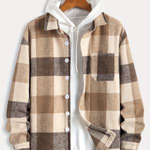 TEMU 체크무늬 셔츠 칼라 재킷 코트